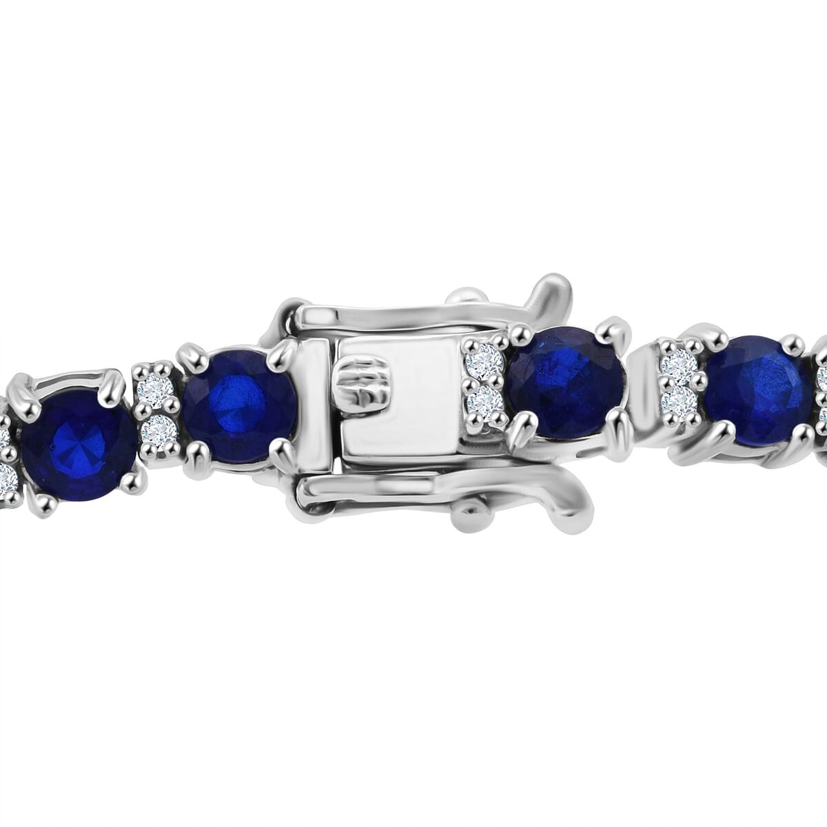 D'Joy Tanzanian Blue Spinel (DF) and White Zircon 10.15 ctw Bracelet in Rhodium Over Sterling Silv (6.50 In)  image number 1