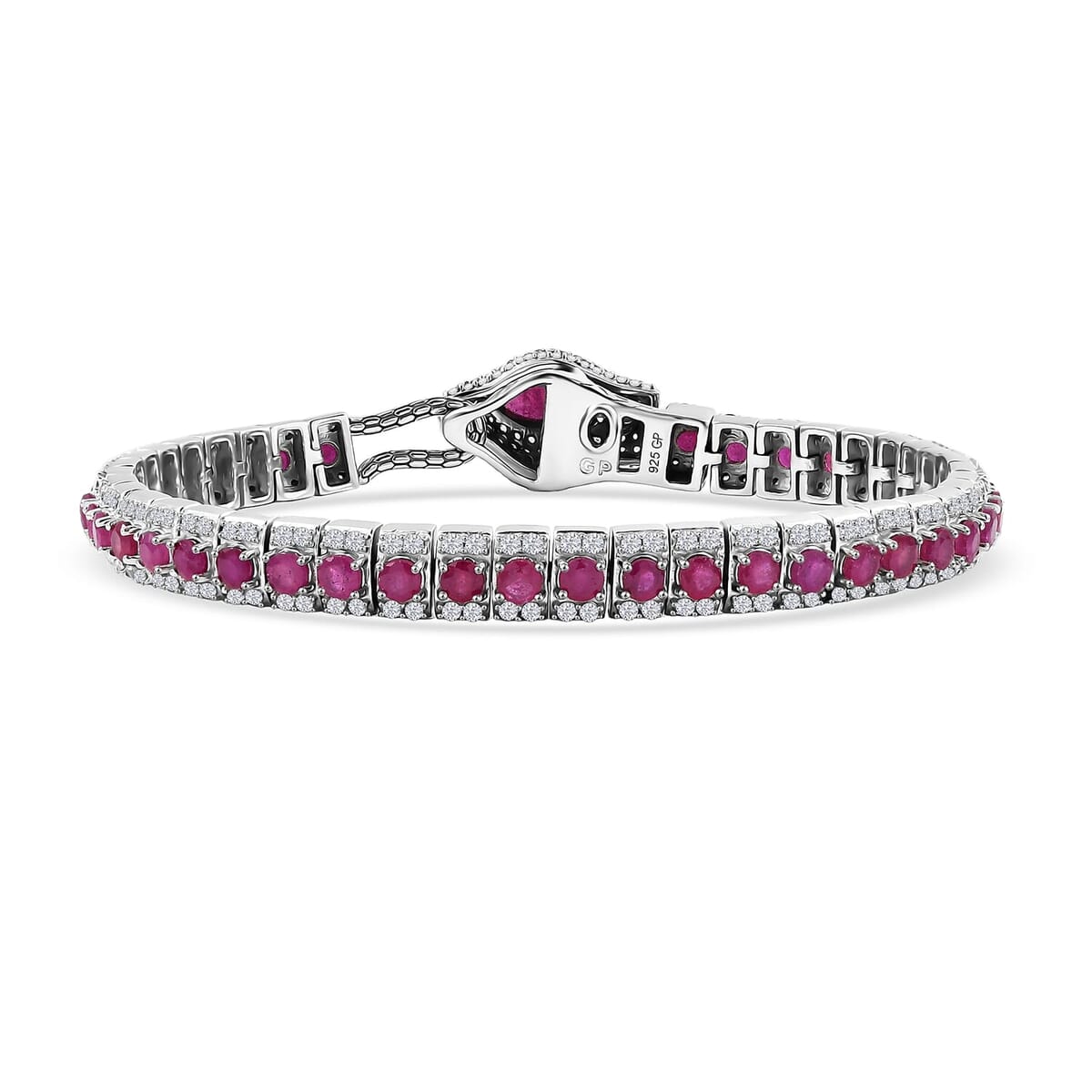 GP Niassa Ruby (FF) and Multi Gemstone 12.35 ctw Bracelet in Rhodium Over Sterling Silver (7.25 In) (Del. in 15-20 Days) image number 0