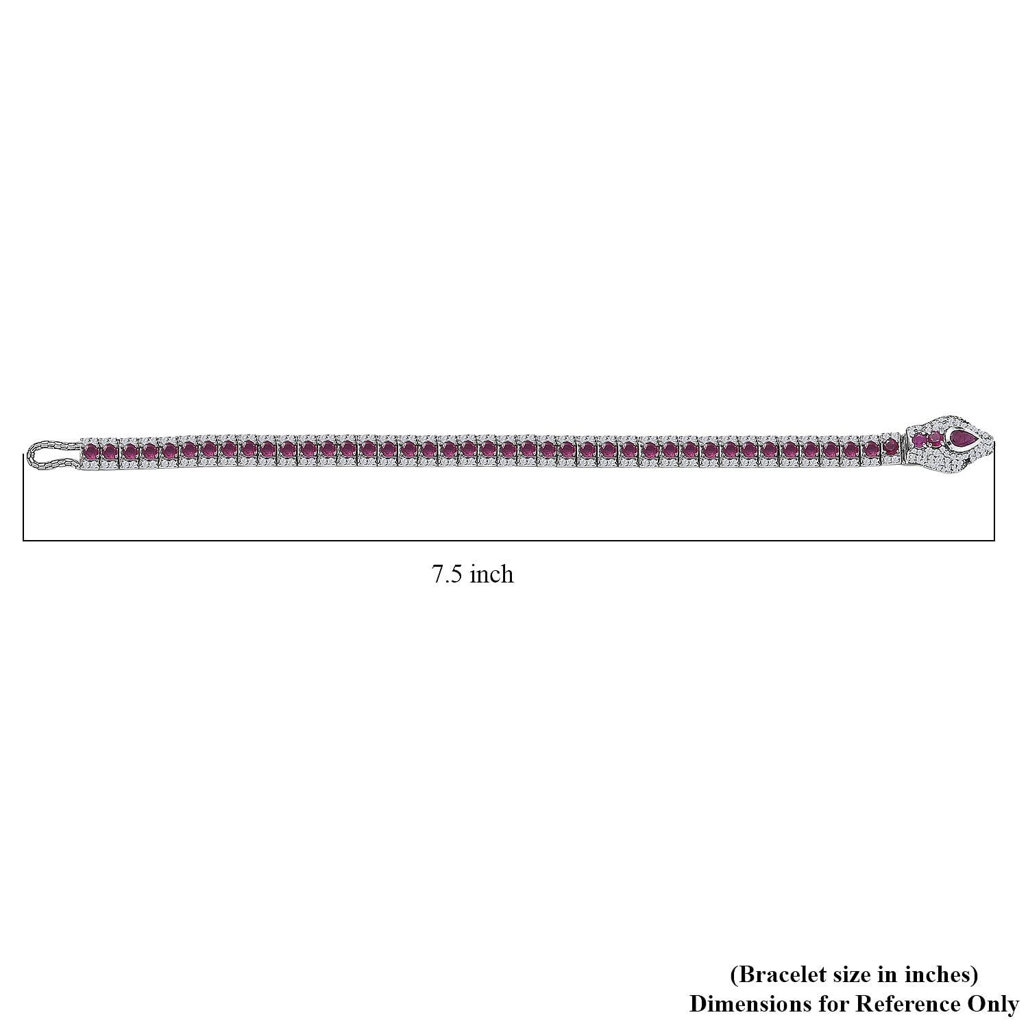 GP Trionfo Collection Niassa Ruby (FF) and Multi Gemstone 12.35 ctw Bracelet in Rhodium Over Sterling Silver (7.25 In)