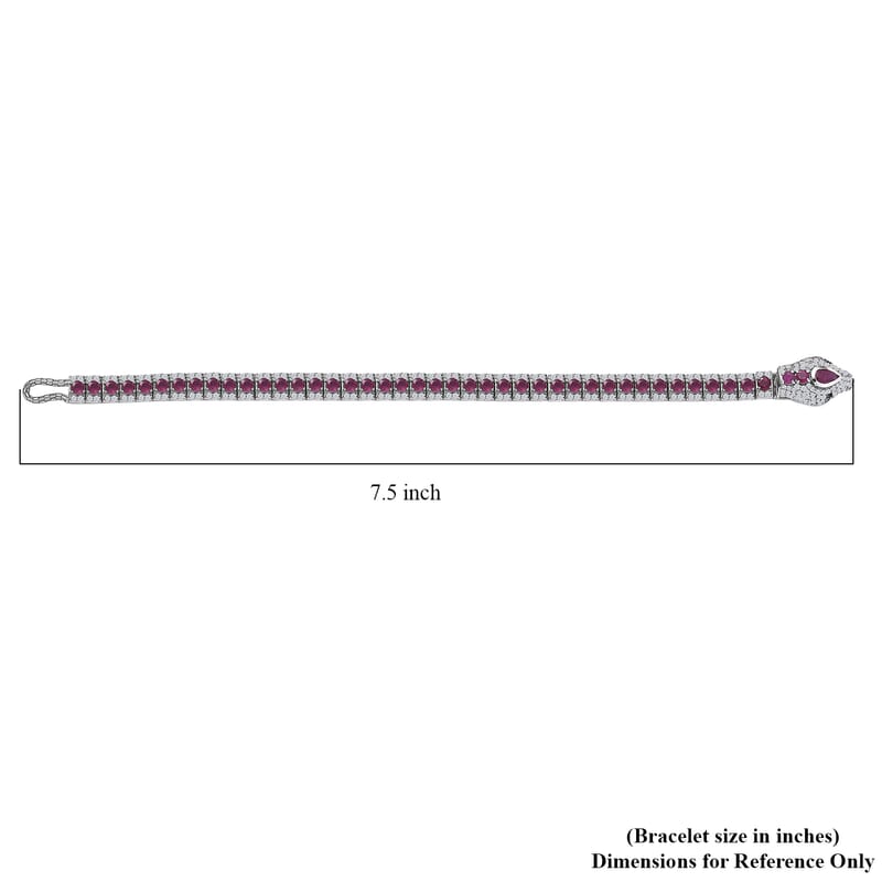 GP Trionfo Collection Niassa Ruby (FF) and Multi Gemstone 12.35 ctw Bracelet in Rhodium Over Sterling Silver (7.25 In)