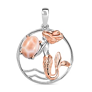D'Joy Natrolite 1.15 ctw Pendant in 14K RG and Platinum Over Sterling Silver
