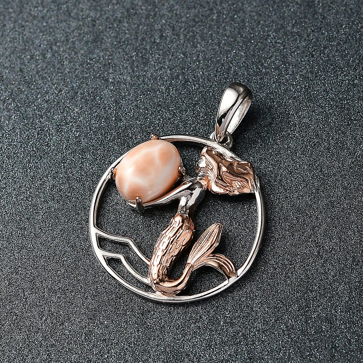 D'Joy Natrolite 1.15 ctw Pendant in 14K RG and Platinum Over Sterling Silver image number 1