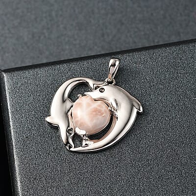 D’joy Natrolite  Solitaire Pendant in Rhodium OverSterling Silver 3.80 ctw