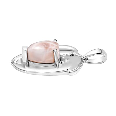 D’joy Natrolite  Solitaire Pendant in Rhodium OverSterling Silver 3.80 ctw