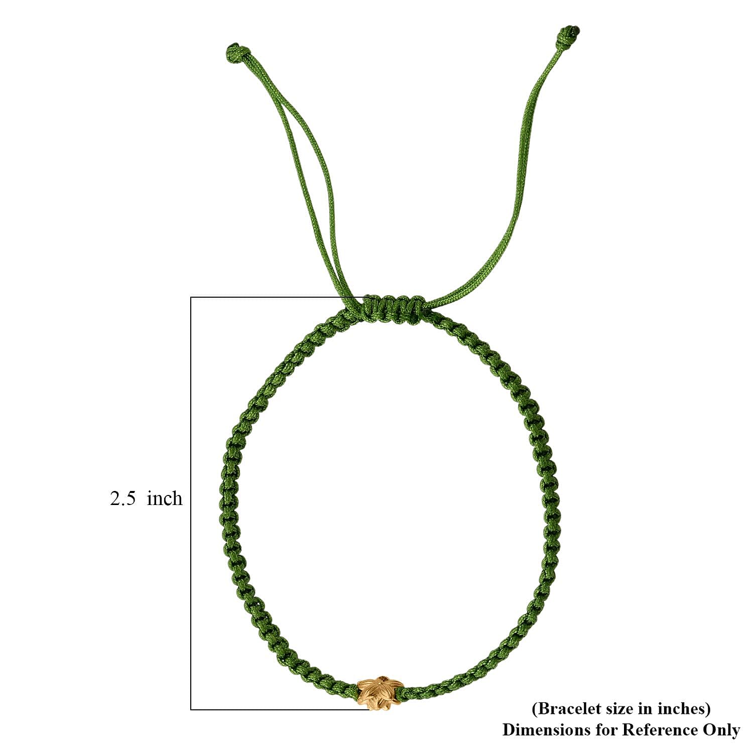 24K Yellow Gold Daisy Floral Green Thread Adjustable Bracelet 0.11 Grams 