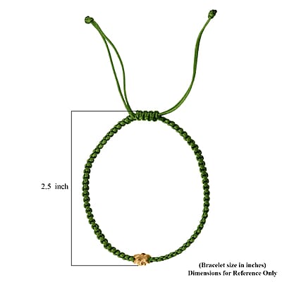 24K Yellow Gold Daisy Floral Green Thread Adjustable Bracelet 0.11 Grams 