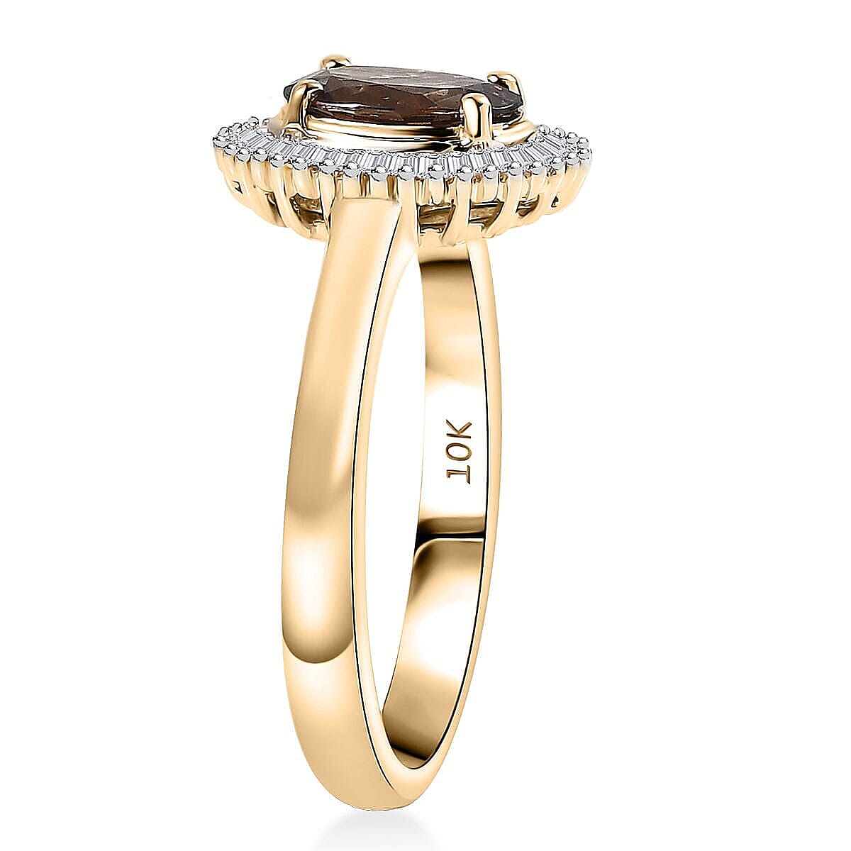 Luxoro AAA Madagascar Color Change Garnet and G-H I2 Diamond 1.70 ctw Starry Bloom Ring in 10K Yellow Gold (Size 10.0) image number 3