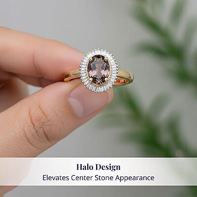 Luxoro AAA Madagascar Color Change Garnet and G-H I2 Diamond 1.70 ctw Starry Bloom Ring in 10K Yellow Gold (Size 10.0)