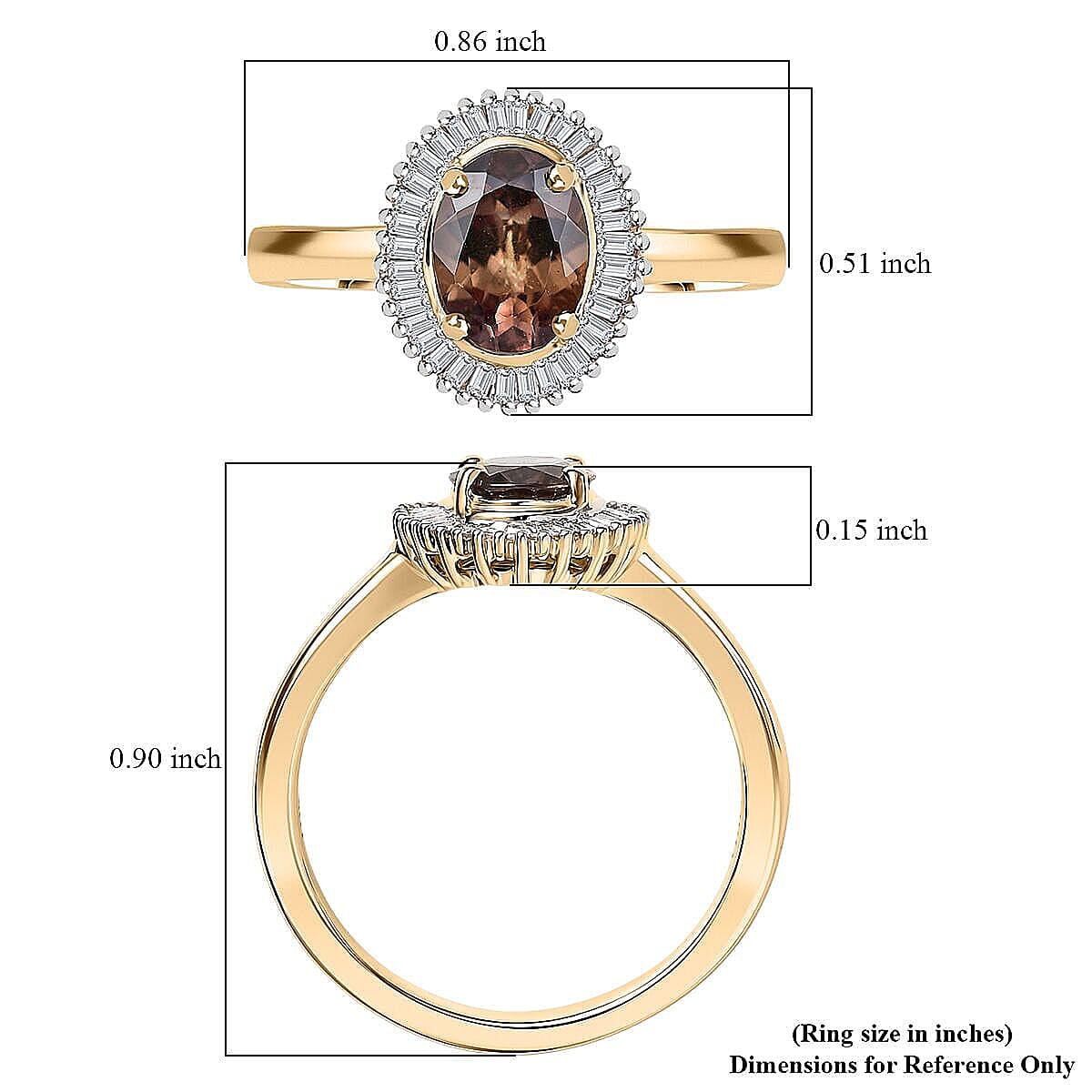 Luxoro AAA Madagascar Color Change Garnet and G-H I2 Diamond 1.70 ctw Starry Bloom Ring in 10K Yellow Gold (Size 10.0) image number 5
