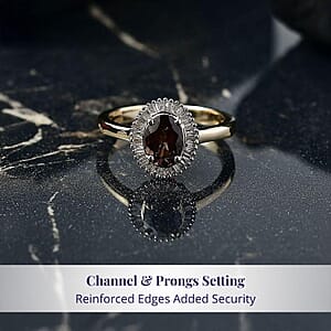 Luxoro 10K Yellow Gold AAA Madagascar Color Change Garnet, Diamond (G-H, I2) (0.23 cts) Ring (Size 5.0) 1.70 ctw
