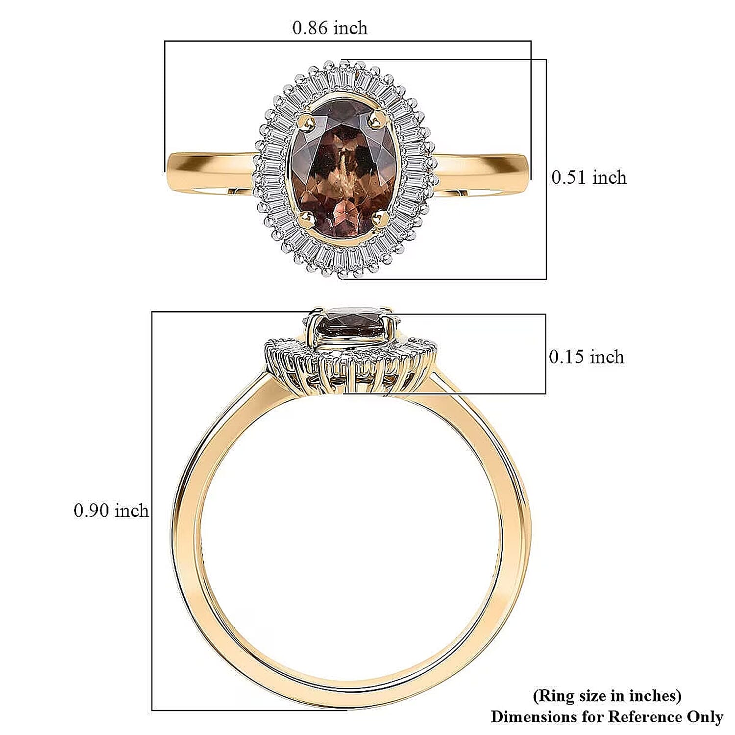 Luxoro AAA Madagascar Color Change Garnet and G-H I2 Diamond 1.70 ctw Starry Bloom Ring in 10K Yellow Gold (Size 6.0)