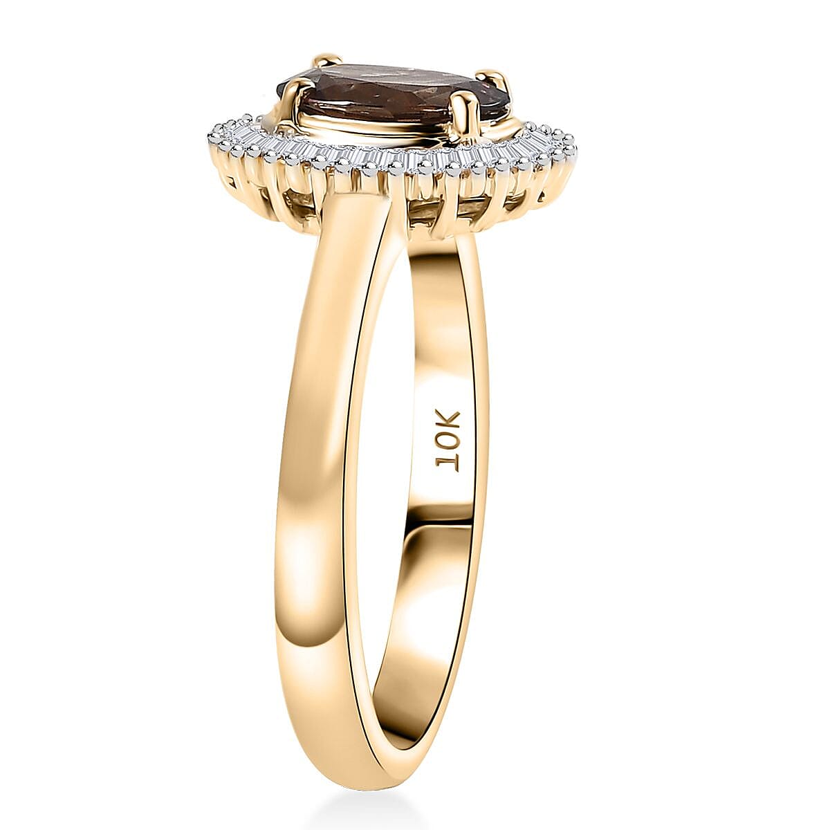 Luxoro AAA Madagascar Color Change Garnet and G-H I2 Diamond 1.70 ctw Starry Bloom Ring in 10K Yellow Gold (Size 8.0) image number 3