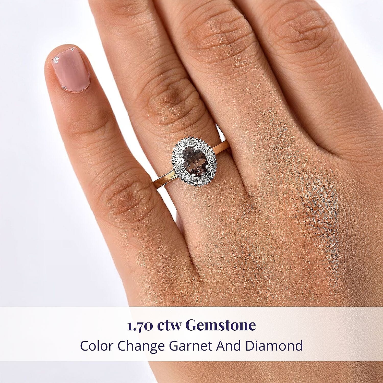 Luxoro 10K Yellow Gold AAA Madagascar Color Change Garnet, Diamond (G-H, I2) (0.23 cts) Ring (Size 8.5) 1.70 ctw