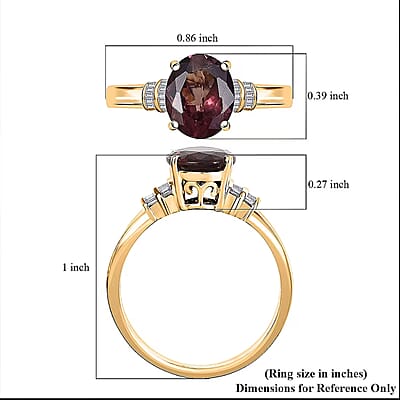 Luxoro Premium Madagascar Color Change Garnet and I2 Diamond 2.90 ctw Roayl Elegance Ring in 10K Yellow Gold (Size 10.0)