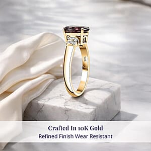 Luxoro 10K Yellow Gold Premium Madagascar Color Change Garnet, Diamond (I2) Ring (Size 5.0) 2.90 ctw