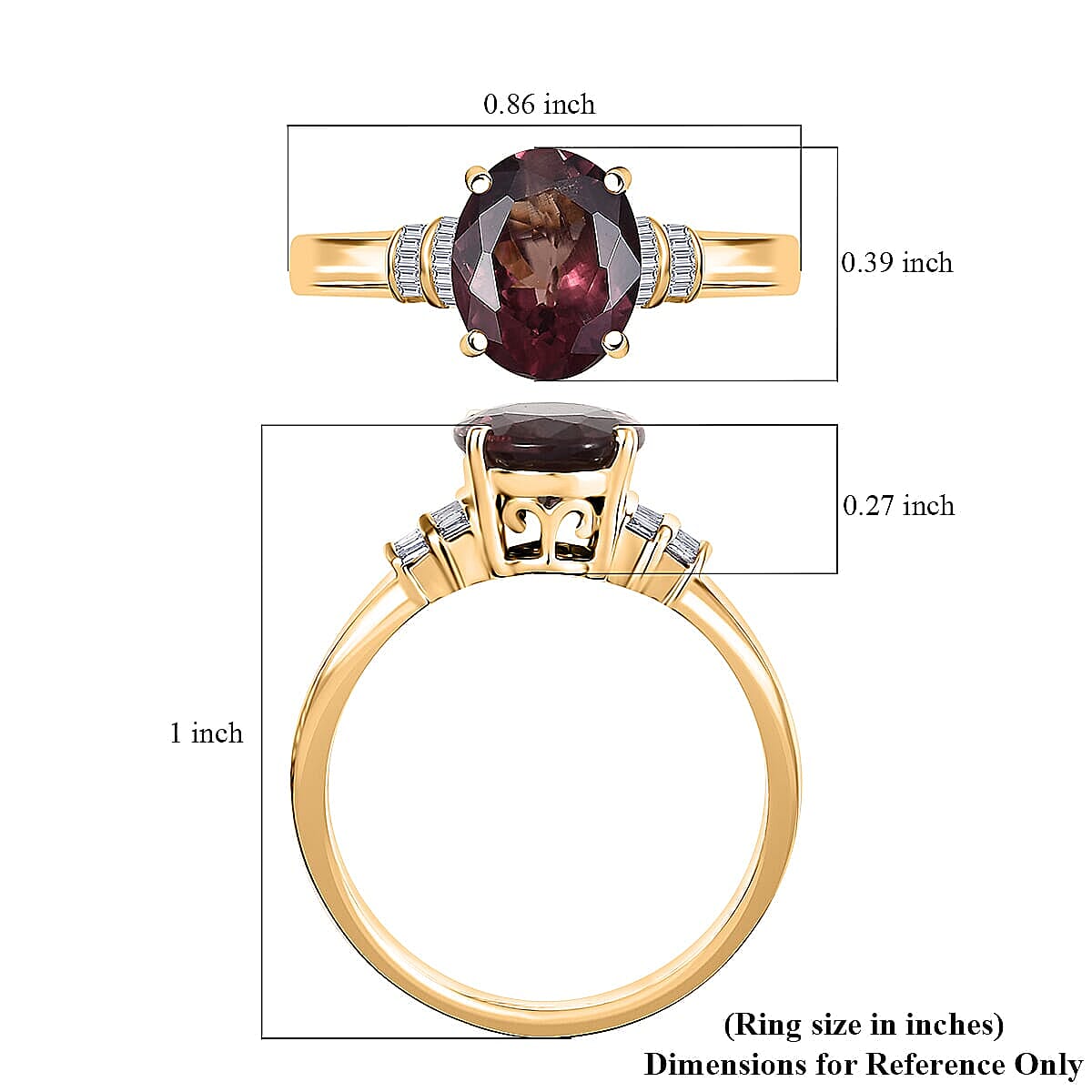 Luxoro 10K Yellow Gold Premium Madagascar Color Change Garnet, Diamond (I2) Ring (Size 5.5) 2.90 ctw image number 5
