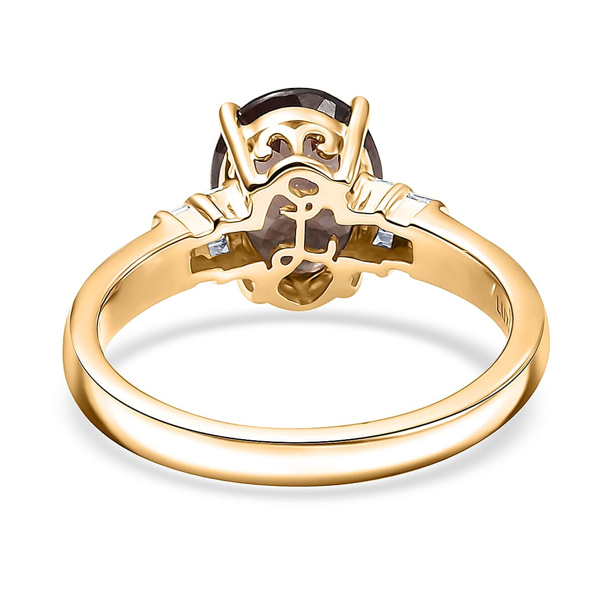 Luxoro Premium Madagascar Color Change Garnet and I2 Diamond 2.90 ctw Roayl Elegance Ring in 10K Yellow Gold (Size 8.0) image number 4
