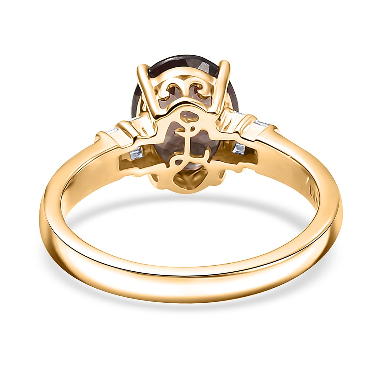 Luxoro Premium Madagascar Color Change Garnet and I2 Diamond 2.90 ctw Roayl Elegance Ring in 10K Yellow Gold (Size 9.0) image number 4