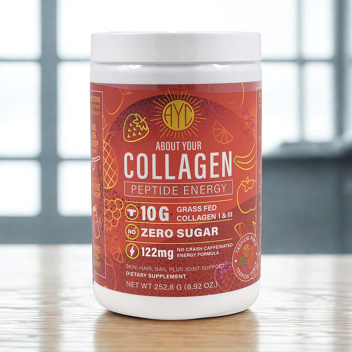 About Your Collagen Peptide Energy Dietary Supplement with Electric Frother (8.92oz) – Tropical Punch image number 1