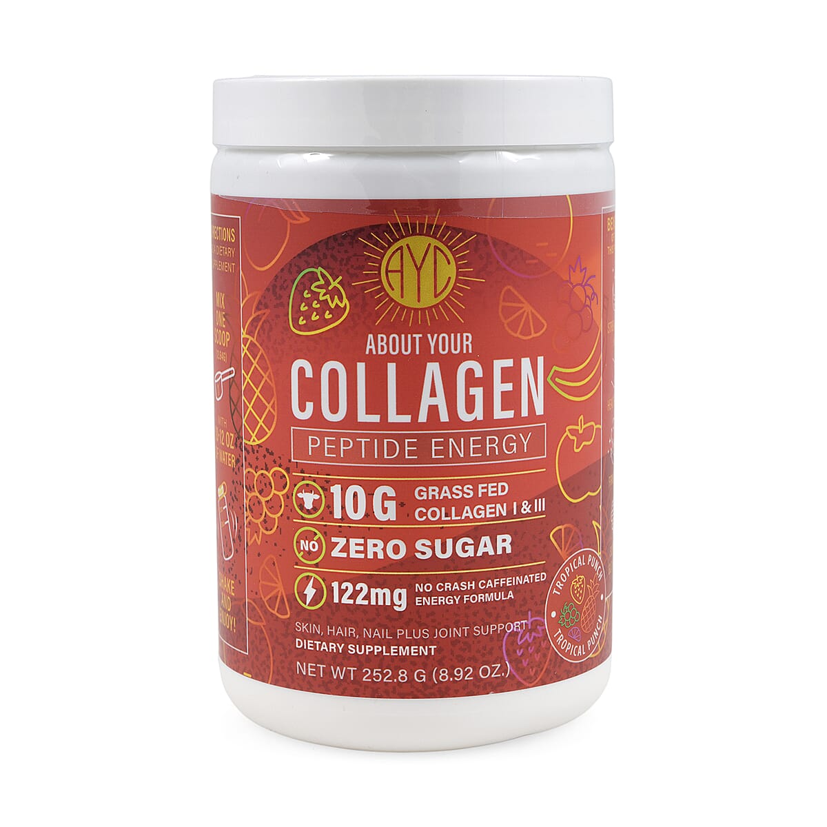 About Your Collagen Peptide Energy Dietary Supplement with Electric Frother (8.92oz) – Tropical Punch image number 2