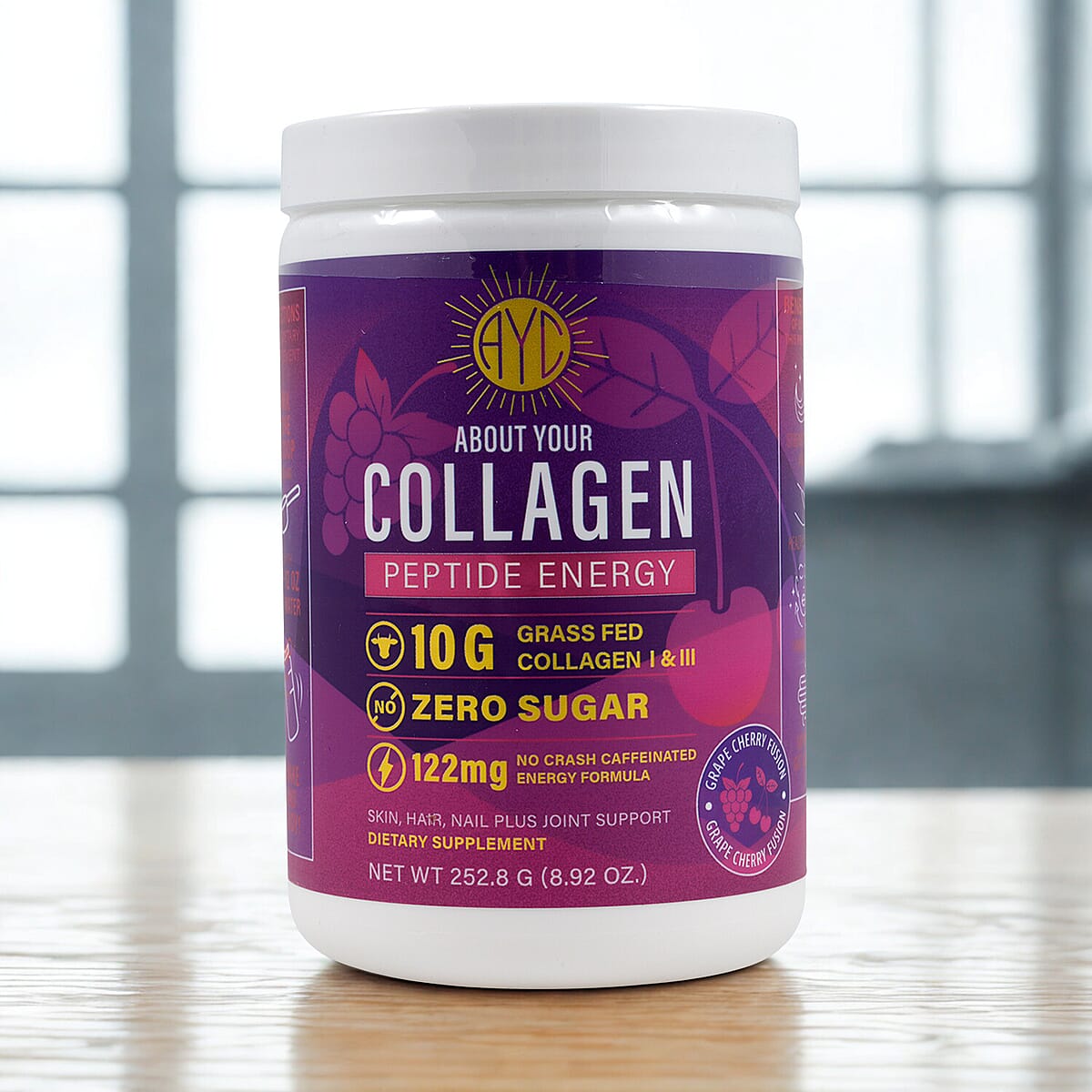 About Your Collagen Peptide Energy Dietary Supplement with Electric Frother (8.92oz) – Grape Cherry Fusion image number 1