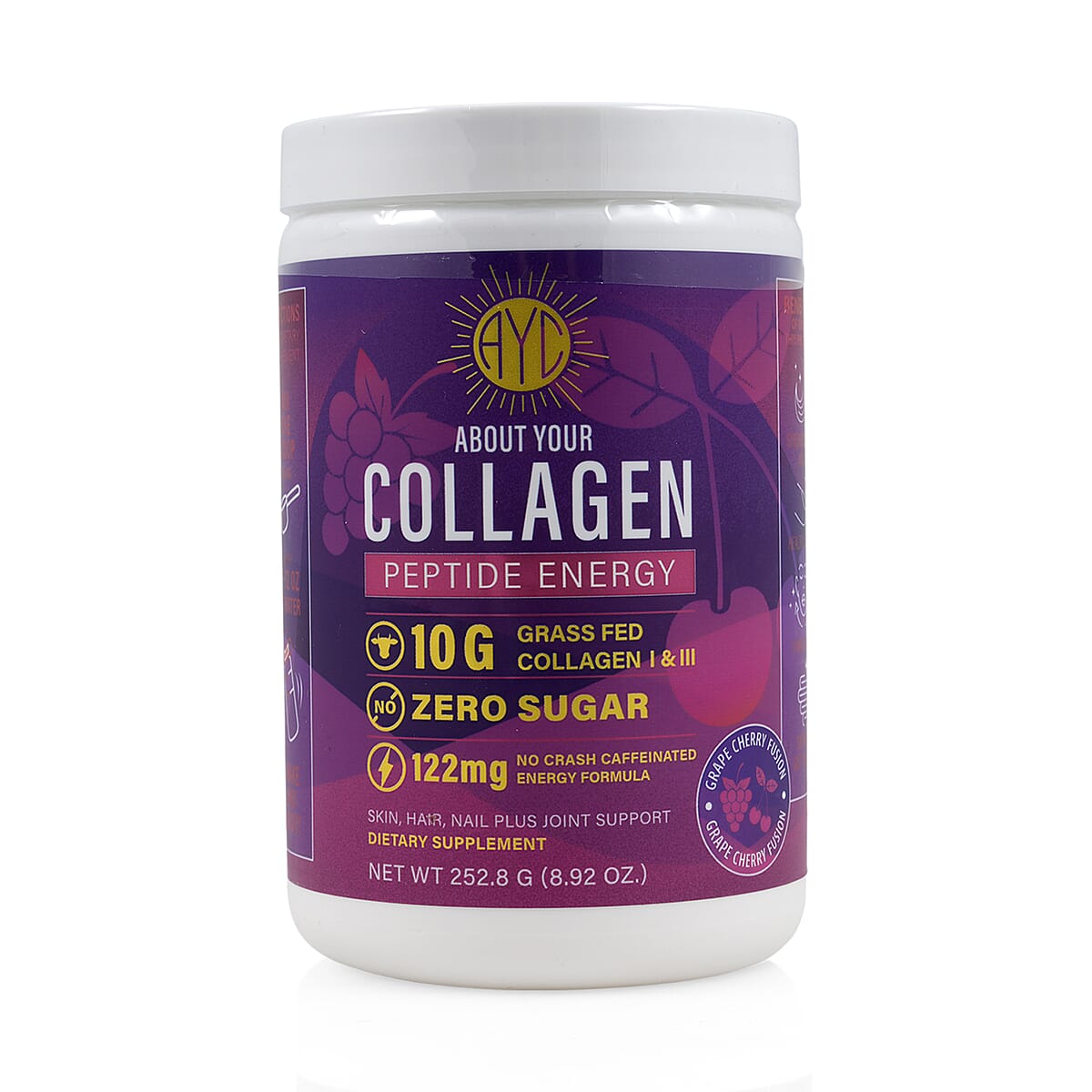 About Your Collagen Peptide Energy Dietary Supplement with Electric Frother (8.92oz) – Grape Cherry Fusion image number 2