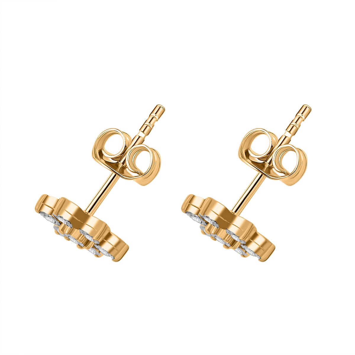 White Diamond 0.08 ctw Earrings in 14K Yellow Gold Over Sterling Silver image number 3