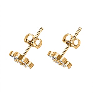 White Diamond 0.08 ctw Earrings in 14K Yellow Gold Over Sterling Silver