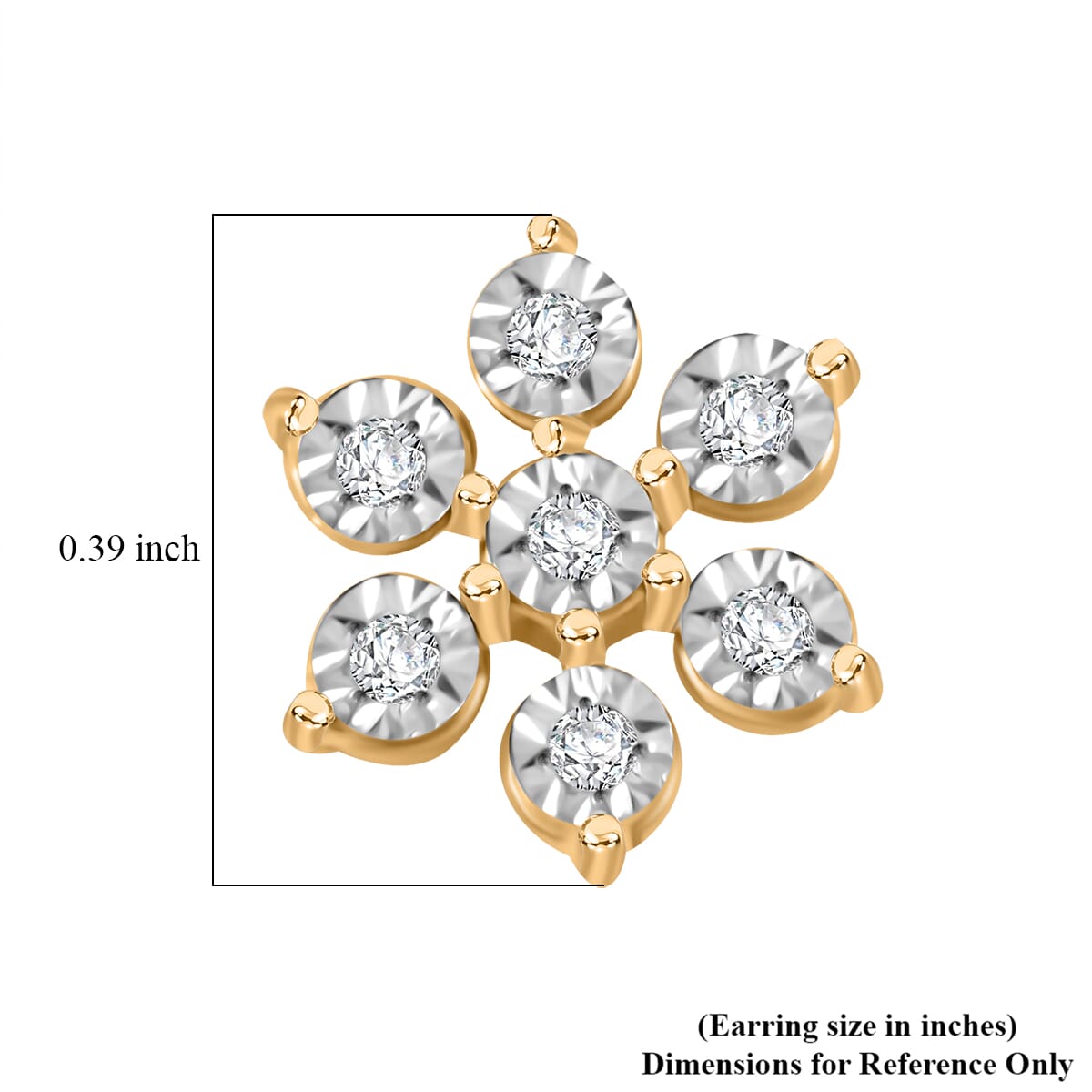 White Diamond 0.08 ctw Earrings in 14K Yellow Gold Over Sterling Silver image number 4
