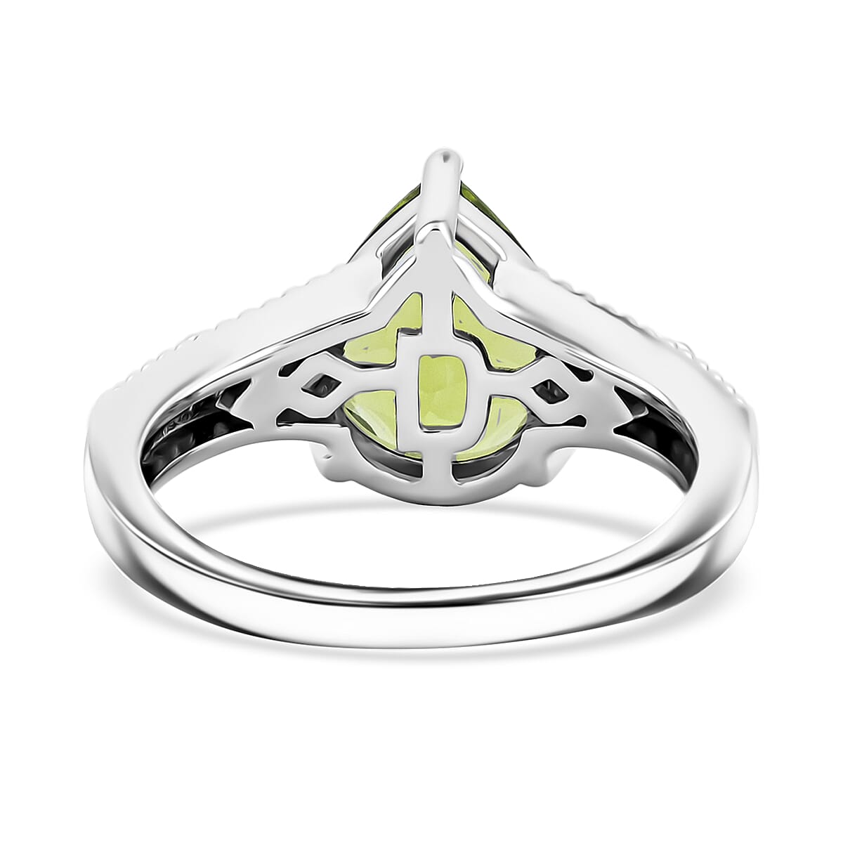 Peridot, White Zircon Ring in 18K Vermeil YG and Rhodium Over Sterling Silver 3.93 ctw image number 4