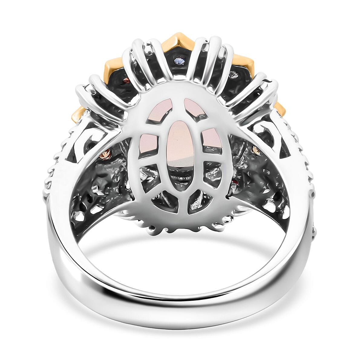 D'Joy Ethiopian Welo Opal, Multi Gemstone Moonflower Ring in 18K Vermeil YG and Rhodium Over Sterling Silver 3.90 ctw (Size 7.0) image number 4