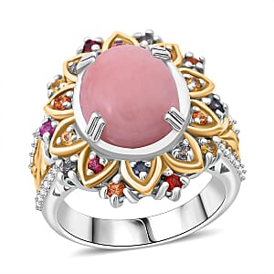 D'Joy Ethiopian Welo Opal and Multi Gemstone 3.90 ctw Ring in 18K Vermeil YG and Rhodium Over Sterling Silver