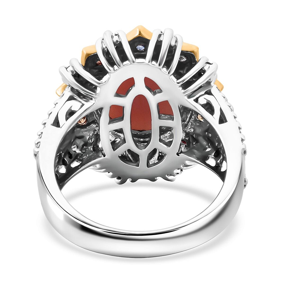 D'Joy Ethiopian Welo Opal and Multi Gemstone 3.90 ctw Ring in 18K Vermeil YG and Rhodium Over Sterling Silver image number 4