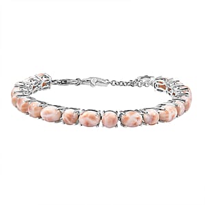 D'Joy Premium Natrolite 19.90 ctw Bracelet in Rhodium Over Sterling Silver (7.50 In)