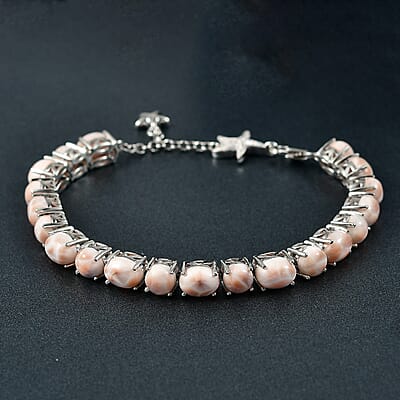 D'Joy Premium Natrolite 19.90 ctw Bracelet in Rhodium Over Sterling Silver (7.50 In)