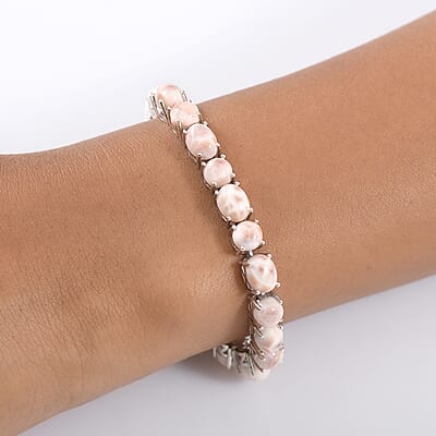 D'Joy Premium Natrolite 19.90 ctw Bracelet in Rhodium Over Sterling Silver (7.50 In)