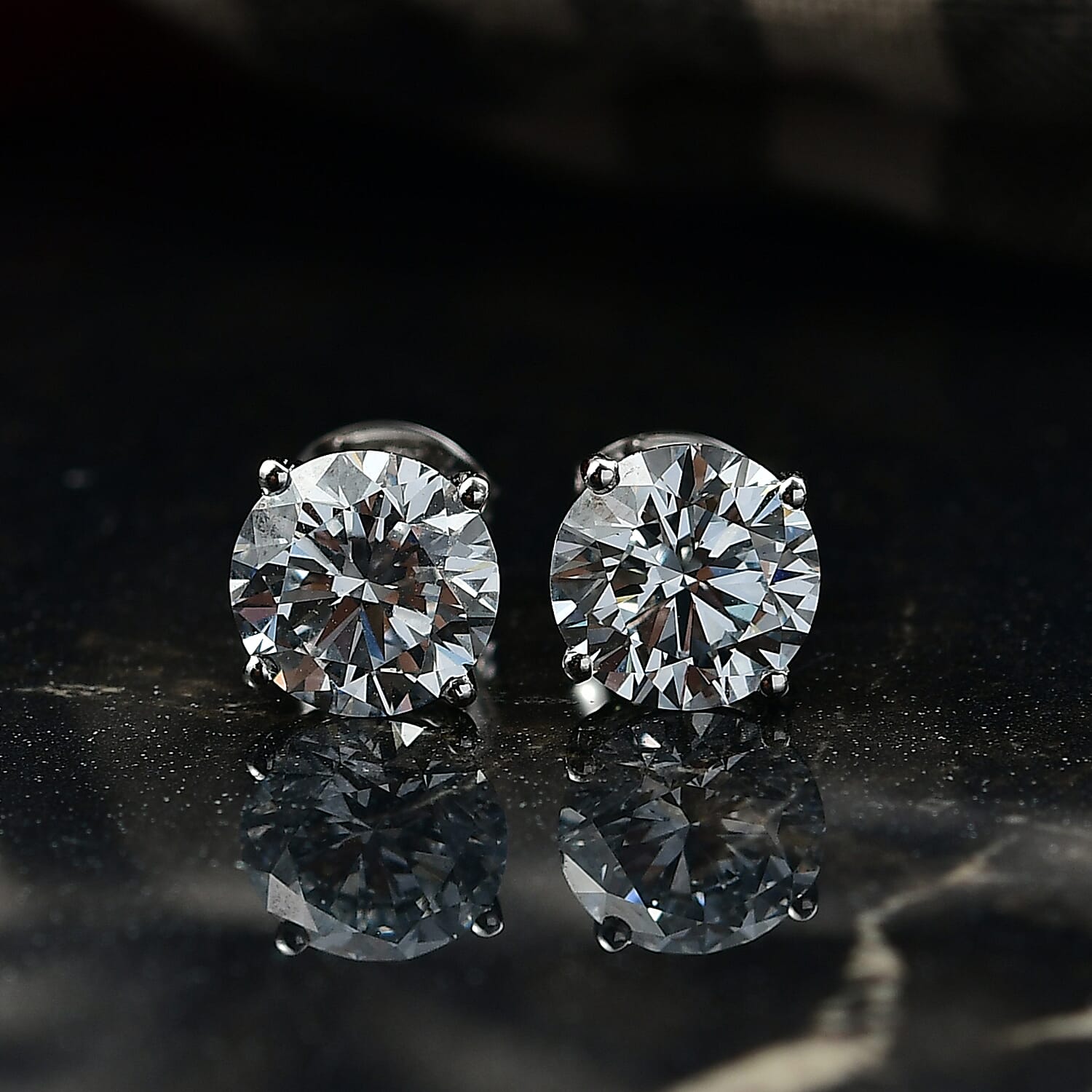 Luxuriant Lab Grown Diamond G-H SI 3.00 ctw Solitaire Stud Earrings in 10K White Gold (Del. In 10-12 Days)