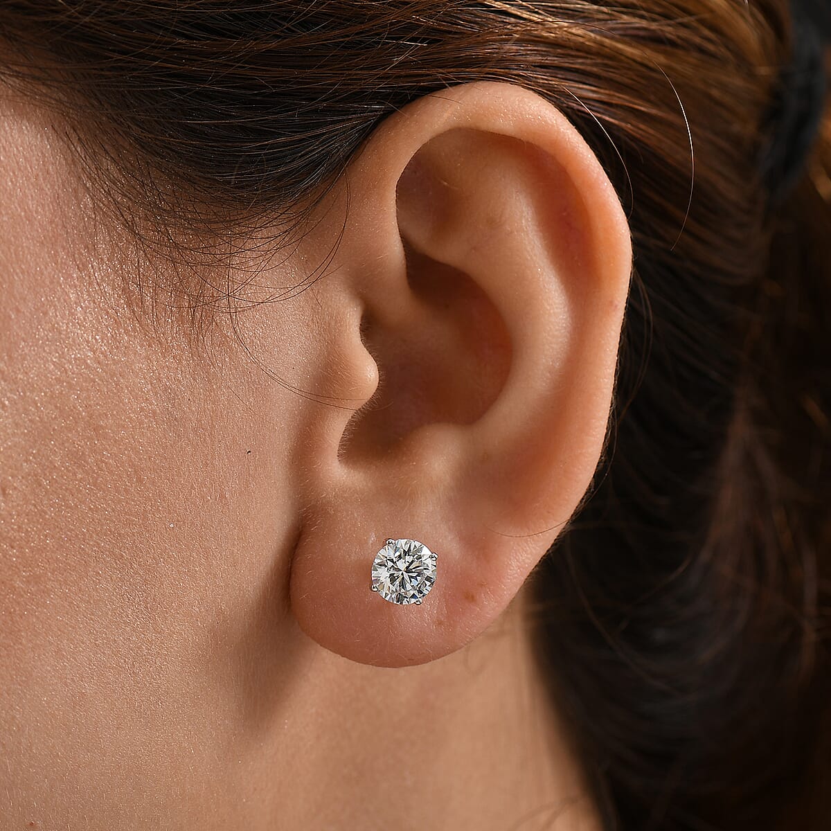 Luxuriant Lab Grown Diamond G-H SI 3.00 ctw Solitaire Stud Earrings in 10K White Gold image number 2