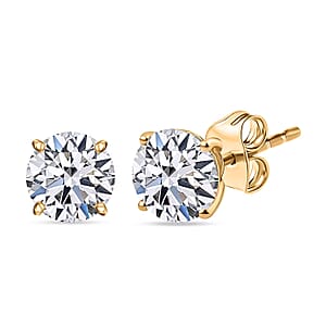 Luxuriant Lab Grown Diamond G-H SI 3.00 ctw Solitaire Stud Earrings in 10K Yellow Gold