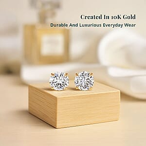 Luxuriant Lab Grown Diamond G-H SI 3.00 ctw Solitaire Stud Earrings in 10K Yellow Gold (Del. In 10-12 Days)
