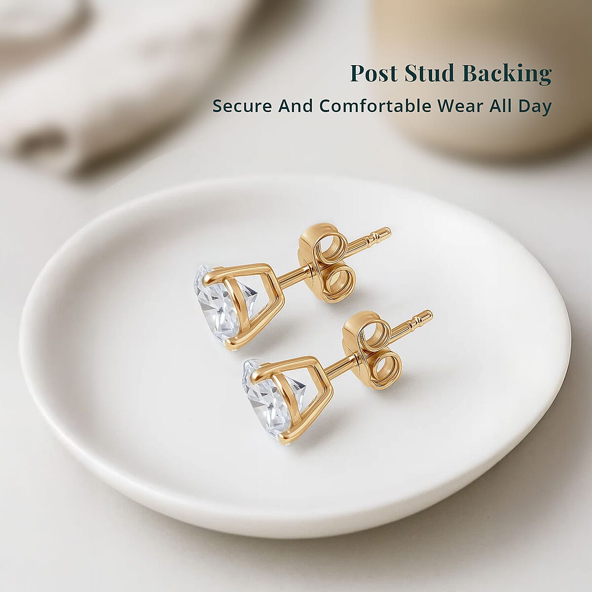 Luxuriant Lab Grown Diamond G-H SI 3.00 ctw Solitaire Stud Earrings in 10K Yellow Gold image number 5