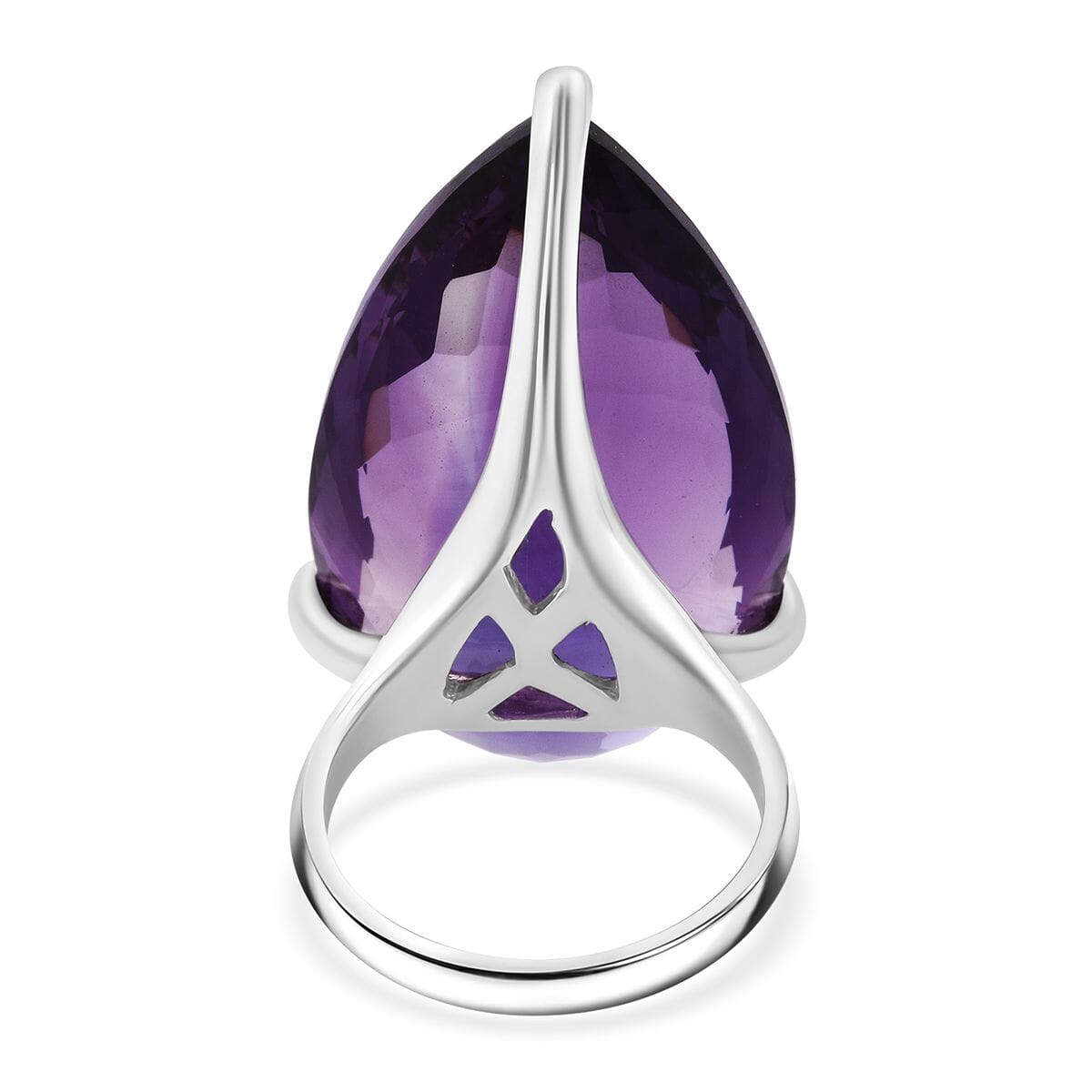 D'Joy Premium African Amethyst 50.00 ctw Solitaire Ring in Rhodium Over Sterling Silver (Size 7.0)  image number 4