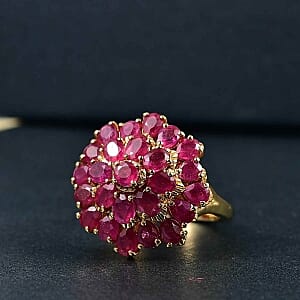 African Ruby 6.17 ctw Ring in Vermeil YG Over Sterling Silver (Size 5.5)