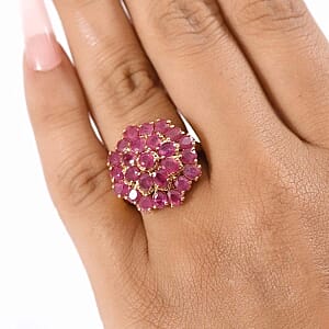 African Ruby 6.17 ctw Ring in Vermeil YG Over Sterling Silver (Size 5.5)