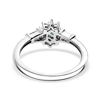 D'Joy Premium Monte Belo Indicolite and Moissanite 0.60 ctw Ring in Rhodium Over Sterling Silver (Size 10.0)