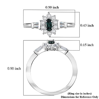 D'Joy Premium Monte Belo Indicolite and Moissanite 0.60 ctw Ring in Rhodium Over Sterling Silver (Size 10.0)
