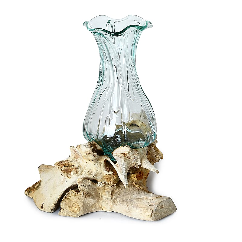 Bali Glass Water Pitcher with Wood Stand
