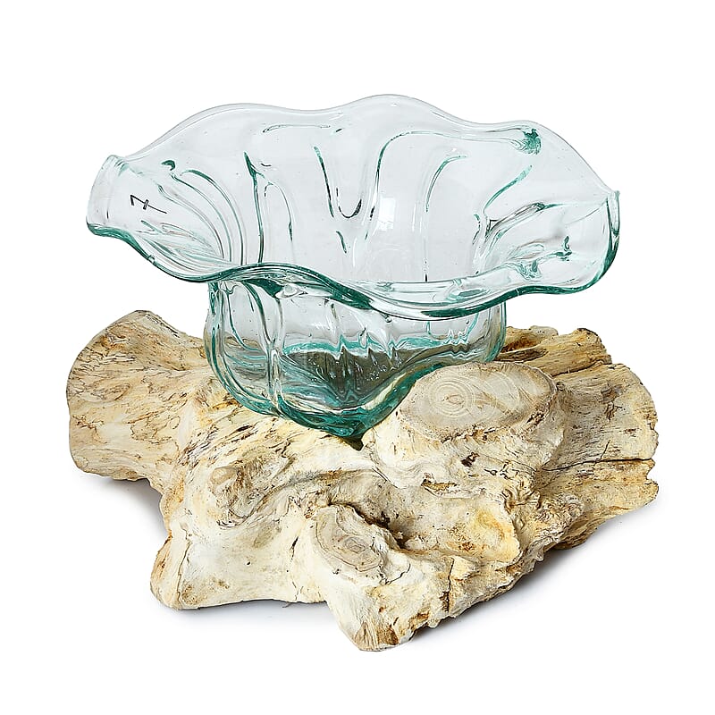 Handblown Glass Pitcher with Driftwood Base