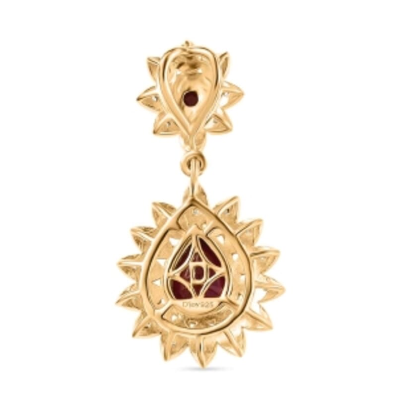 D'Joy African Ruby and White Zircon 2.30 ctw Pendant Without Chain in 18K YG Over Sterling Silver