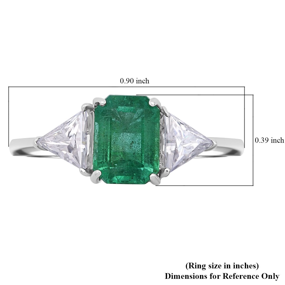 D'Joy Premium Kagem Zambian Emerald and Moissanite 2.50 ctw Ring in Rhodium Over Sterling Silver (Size 8.0) image number 5